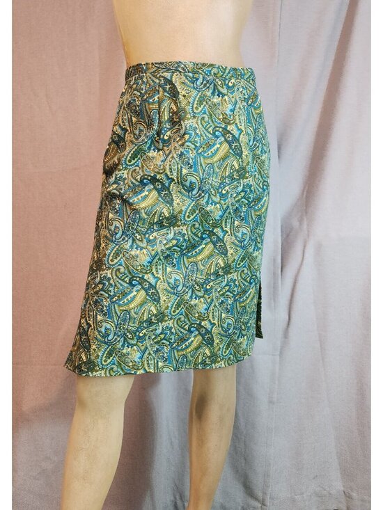 Paul Harris Dresses & Skirts - Paul Harris Design Green Paisley Knee Length Aline Skirt Womens Size 2 XSMALL